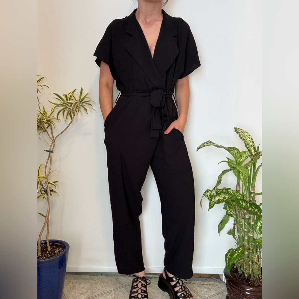 Zara Elegant Black Wrap Jumpsuit Size S